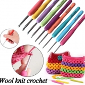 Colorido Macio Plástico Lidar Com Alumina Crochê Ganchos Agulhas De Tricô Conjunto 2-6mm Para Tecer Costura Tool-9pcs