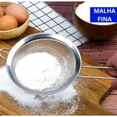 Kit 03 Peneira Coador Manual Em Aço Inox 3 Tamanhos P - M - G