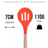 Colher Vazada Para Arroz Silicone Bambu 32Cm