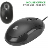 Mouse Óptico Ergonômico C/ 1000 Dpi Plug And Play 5+ Office Cor Preto