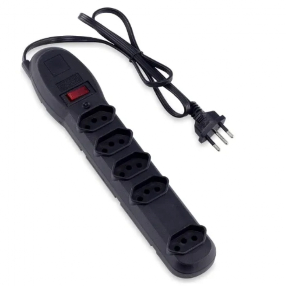 Filtro De Linha De 5 Tomadas Filtro De Linha 5 Tomadas Cor Preto Comprimento Do Cabo De 100cm 110v/220v