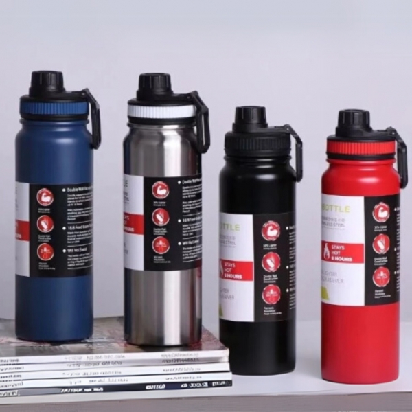 Garrafa Térmica 800ml garrafa espacial Quente Frio Com Isolamento Térmico De Grande Capacidade Preto