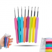 Colorido Macio Plástico Lidar Com Alumina Crochê Ganchos Agulhas De Tricô Conjunto 2-6mm Para Tecer Costura Tool-9pcs