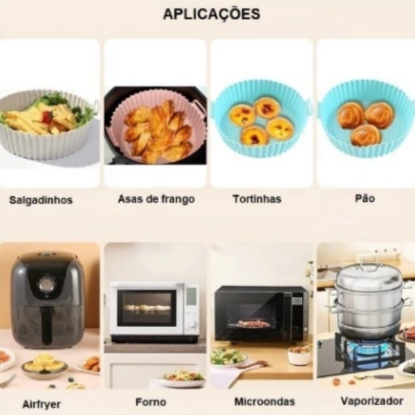 Forma Silicone para Air Fryer Assadeira Cesto Fritadeira Elétrica De 20cm