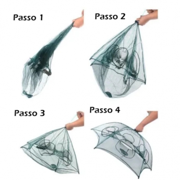 Armadilha Covo Peixe Isca Viva Lambaris Camarões 90x90cm/ peixes com 8 entradas Rede Retrátil