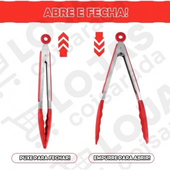 Pegador Em Silicone e Inox para Cozinha - Saladas, Carnes e Alimentos - Grande