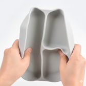 Kit 6 Alimentação Bebê Silicone Prato Babador Copo Tigela Cor Cinza Introdução Alimentar infantil