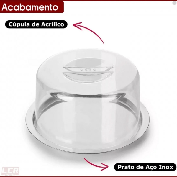 Queijeira Porta Queijo De Inox Prato Bolo Grande