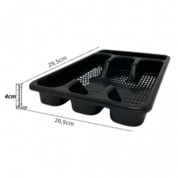 Faqueiro Jogo De Talheres Inox C/ Porta Talher Com 17 Peças Cor Preto