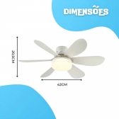 Ventilador De Teto Silencioso Econômico Com Luz Led Lâmpada