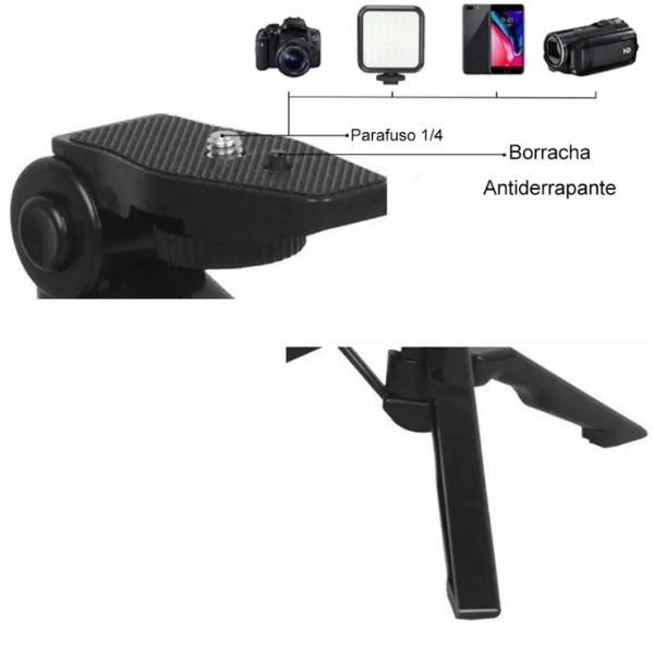 Kit Youtuber Tripe Vlog Live Suporte Celular Led com Microfone Fazer Vídeos