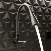 Torneira Gourmet Parede Cozinha Pia Dois Jatos Preta Abs