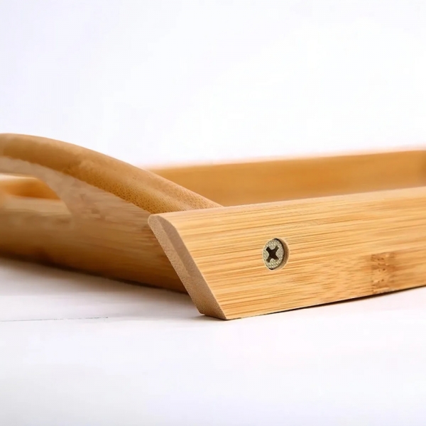 Bandeja Em Bambu Com Alça Para Servir Retangular 34X23Cm