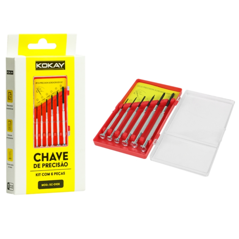 Jogo Mini Chave De Fenda E Fenda Cruzada - Precisão 6 Peças