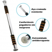 Barra Fixa Porta Exercício Crossfit Treino Musculação Barra Ajustável Porta 62cm 92cm GT369