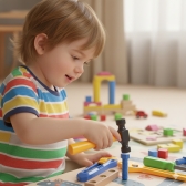 Kit Mini Oficina Infantil Com Martelo Chave Fenda 7 Peças