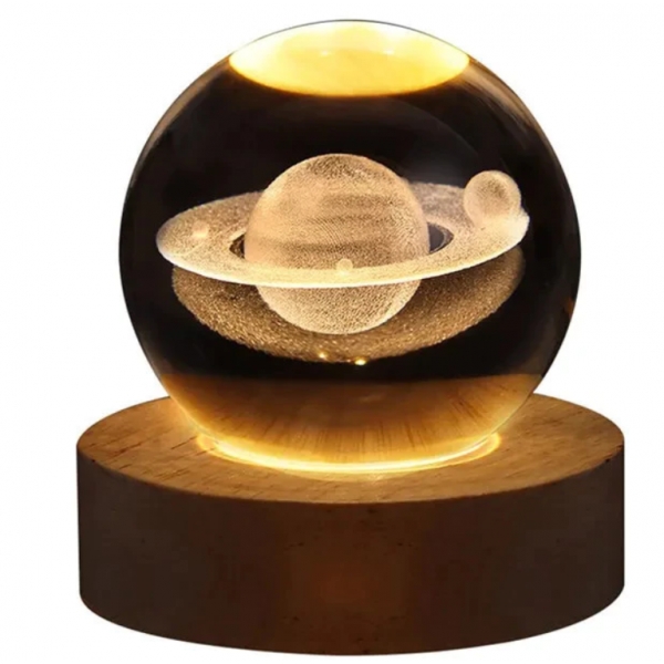 Luminária Decorativa Globo LED Com Interruptor On e Off Lua Via Láctea Sistema Solar Bola De Cristal