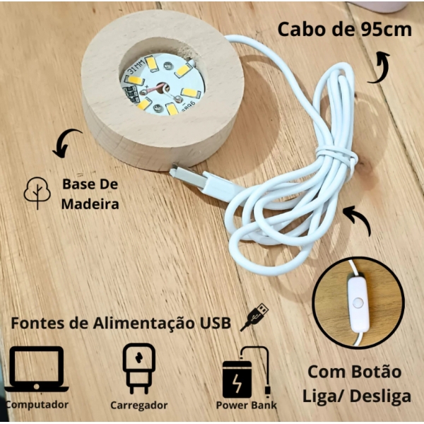 Luminária Lua Bola De Cristal Abajur Mesa Quarto
