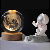 Luminária Lua Bola De Cristal Abajur Mesa Quarto