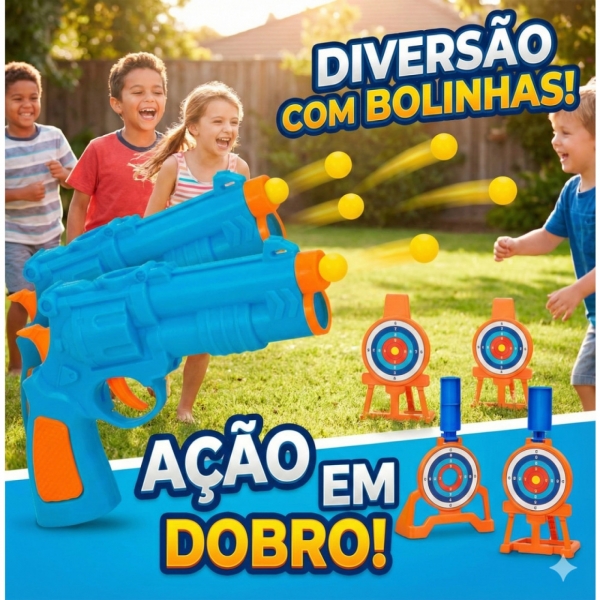 Pistola Lança Bolas De Plastico 7 Peças