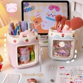Porta Lápis em formato de Mini Geladeira - Porta Objetos com adesivos - Kawaii