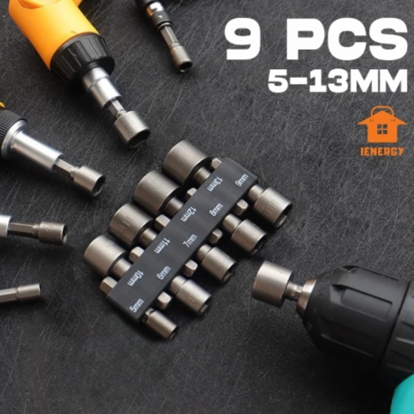 Kit de Jogo de Bits Soquete Canhão para Parafusadeira 5 A 13mm