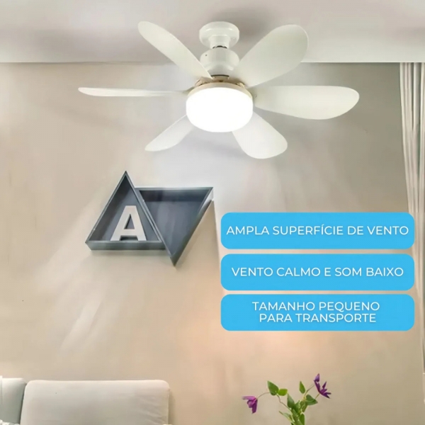 Ventilador De Teto Silencioso Econômico Com Luz Led Lâmpada