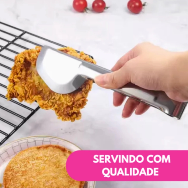 Pegador Universal Liso Inox 24cm Salada Carne Churrasco