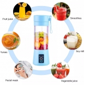 Mini Liquidificador Portátil Recarregável Com 6 Lâminas 380ML Cabo USB