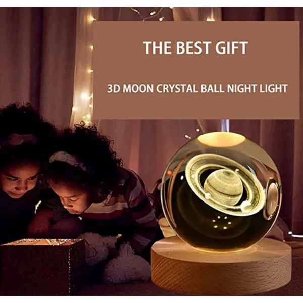 Luminária Decorativa Globo LED Com Interruptor On e Off Lua Via Láctea Sistema Solar Bola De Cristal