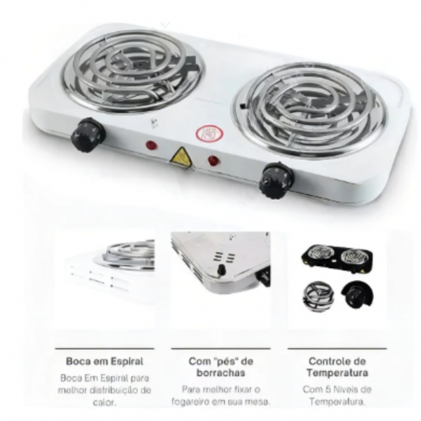 Fogão elétrico portátil Anafe NZA Fogareiro com 2 queimadores cor branca 127V