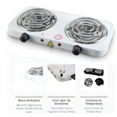 Fogão elétrico portátil Anafe NZA Fogareiro com 2 queimadores cor branca 127V