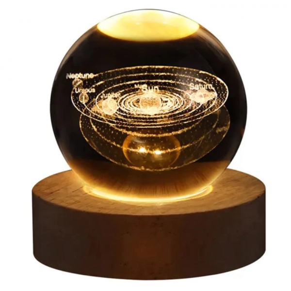 Luminária Decorativa Globo LED Com Interruptor On e Off Lua Via Láctea Sistema Solar Bola De Cristal