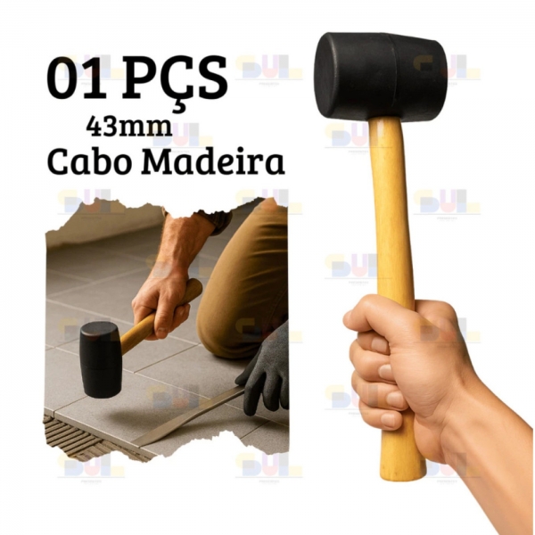 Marreta De Borracha 27Cm Preta 43Mm Emborrachada