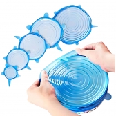 Kit com 6 tampas de silicone universal elástica para pote panela forma