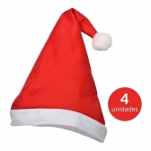 Kit 4 Gorro Touca Papai Mamãe Noel Adulto Brilhante Natal V