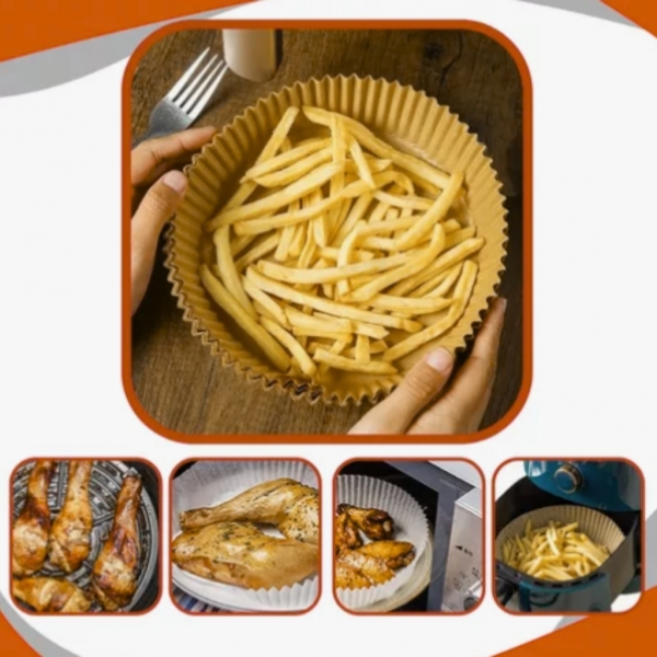 Kit 50 Pçs Forro De Papel Descartável Especial P/ Air Fryer