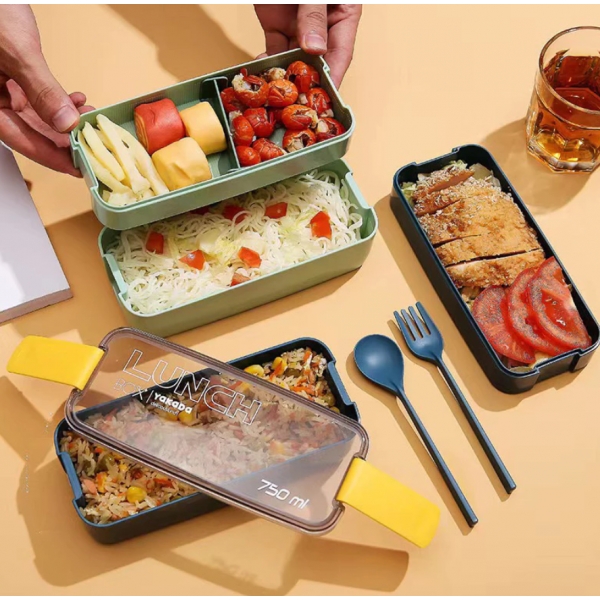 Pote Marmita Ecológica de diversos tamanhos 750ml+ Talher sortido de plástico