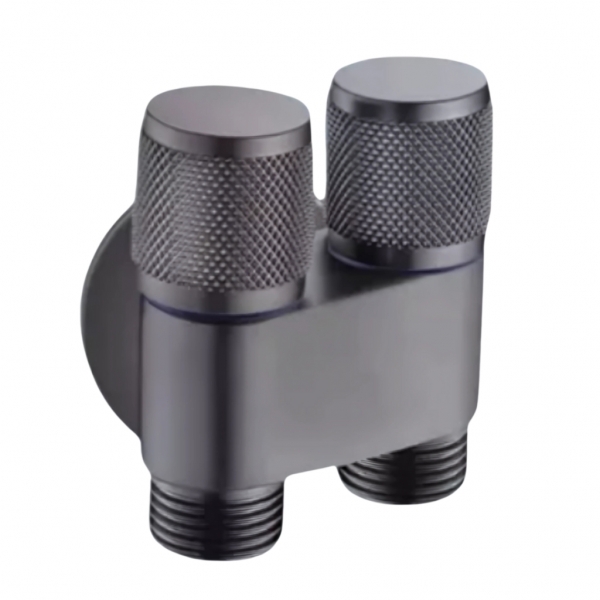 Registro Saída Dupla Válvula De Ângulo Ducha Bidê E Outros Preto