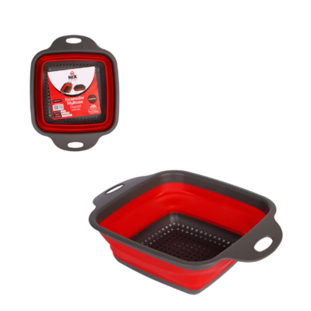 Escorredor Multiuso Retrátil Dobrável Quadrado Para Macarrão Frutas Salada Legumes