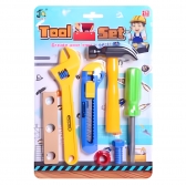 Kit Mini Oficina Infantil Com Martelo Chave Fenda 7 Peças