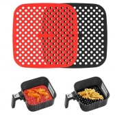 Forro Tapete em Silicone Para Air Fryer 19cm Fritadeira Elétrica QUADRADO Multiuso Universal Vermelho Preto