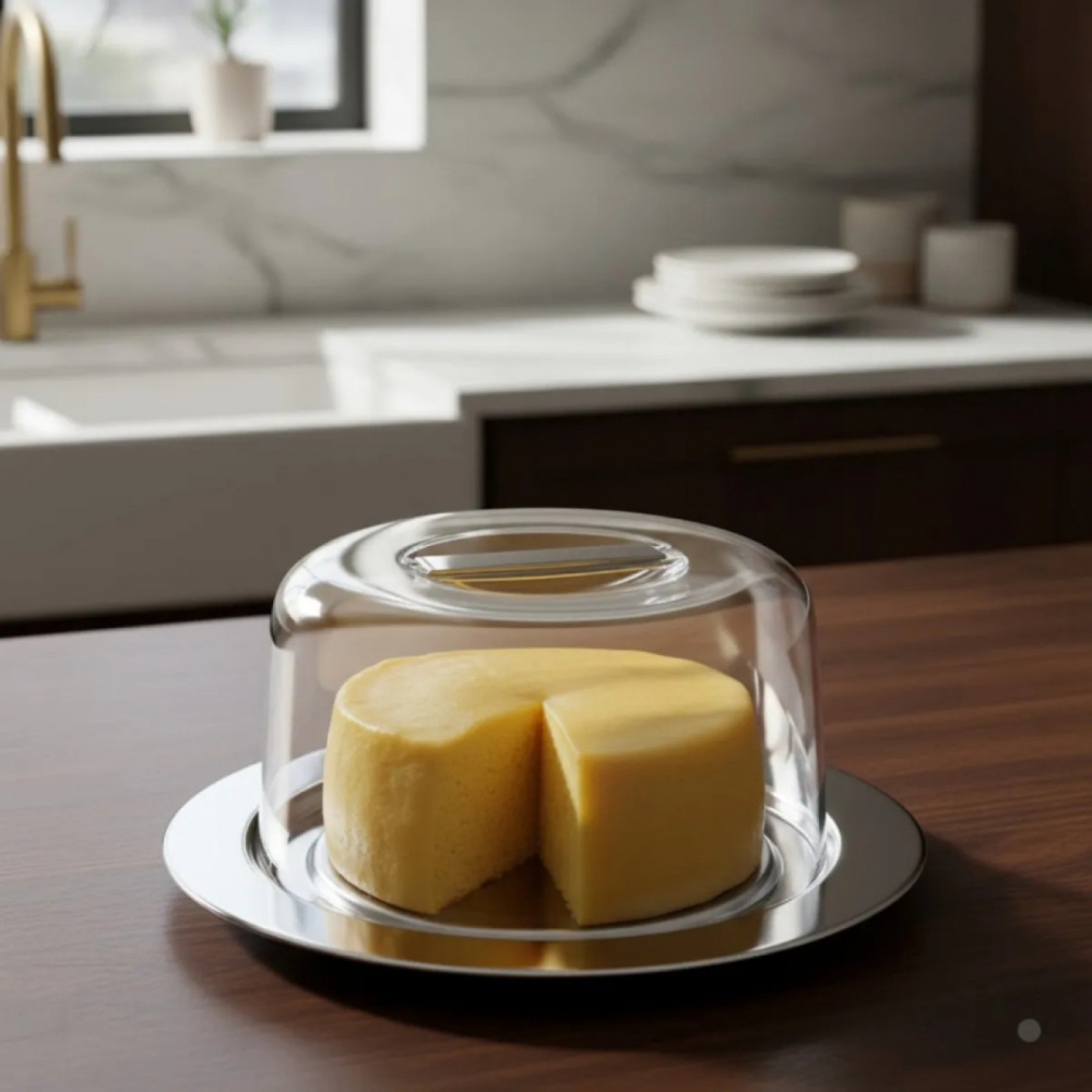 Queijeira Porta Queijo De Inox Prato Bolo Grande