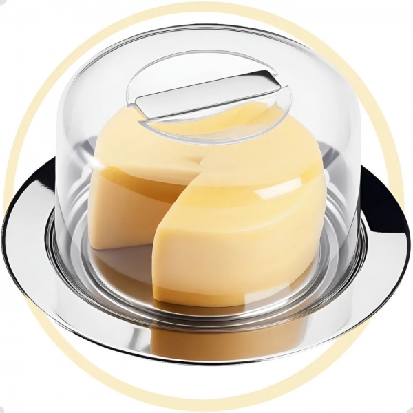 Queijeira Porta Queijo De Inox Prato Bolo Grande