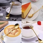 Kit 12 Colher De Chá De Café Dourada De Aço Inoxidável Sobremesa