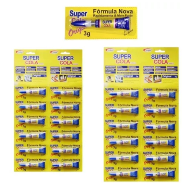 12 super cola super Bond cola tudo 3g Cartela com 12 colas