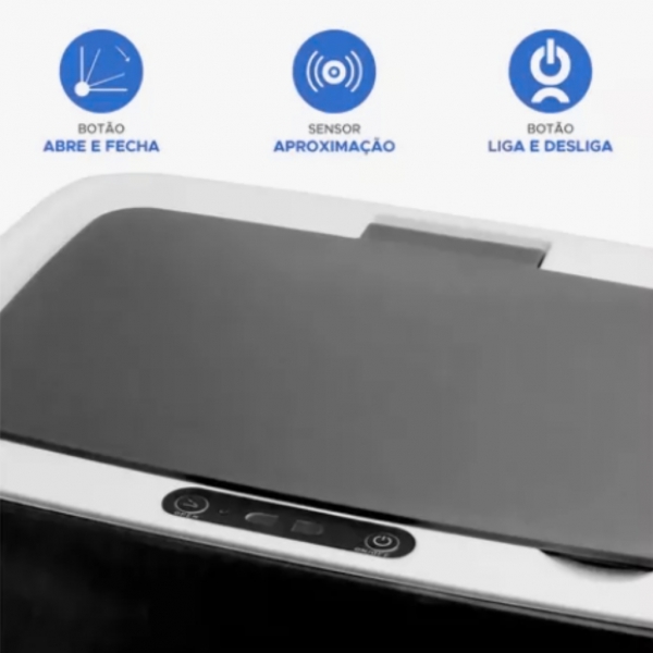 Lixeira sensor automática banheiro cozinha lixo inteligente cor Preto Kokay 056-0035