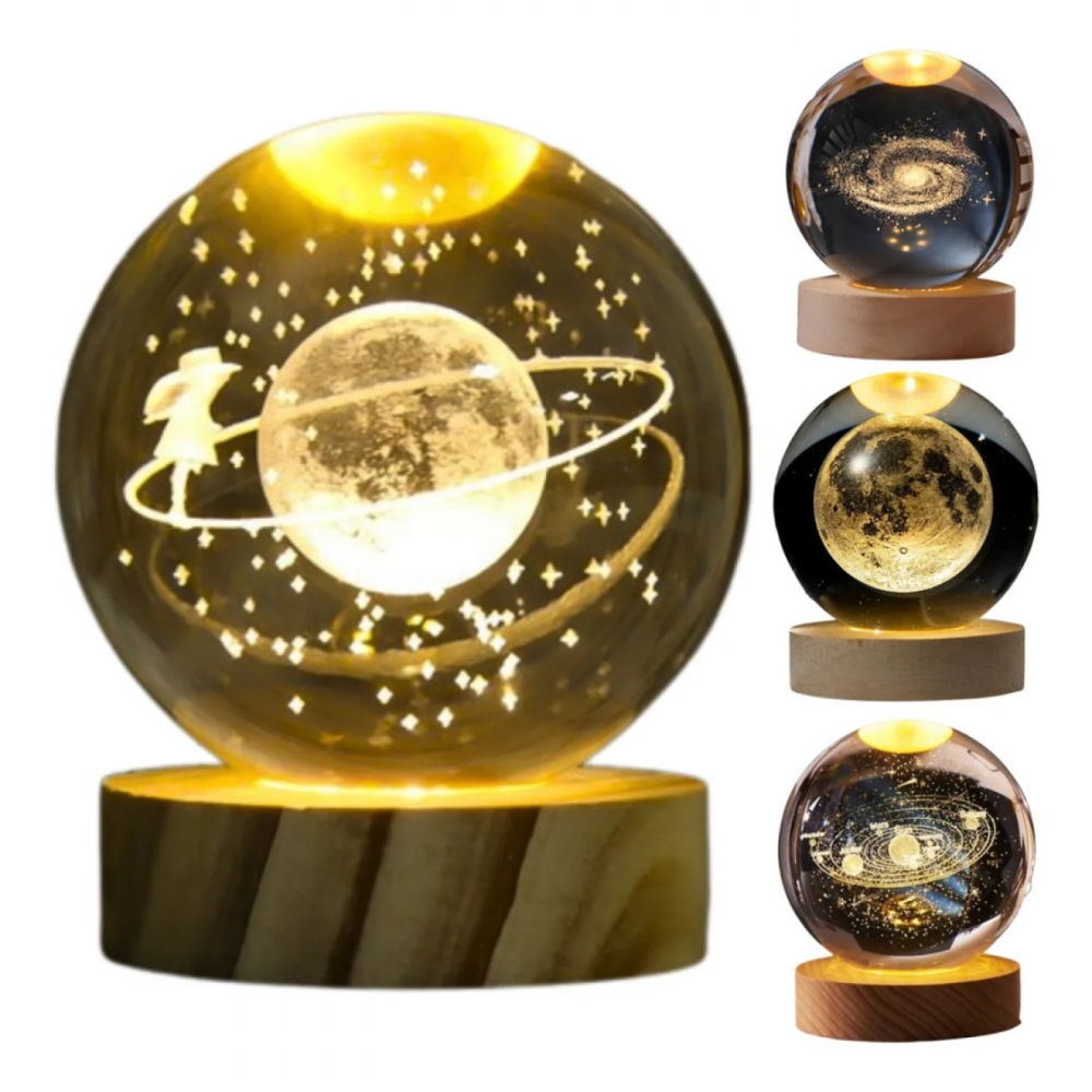 Luminária Menina na Lua Bola De Cristal Abajur Mesa Quarto