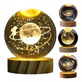 Luminária Menina na Lua Bola De Cristal Abajur Mesa Quarto