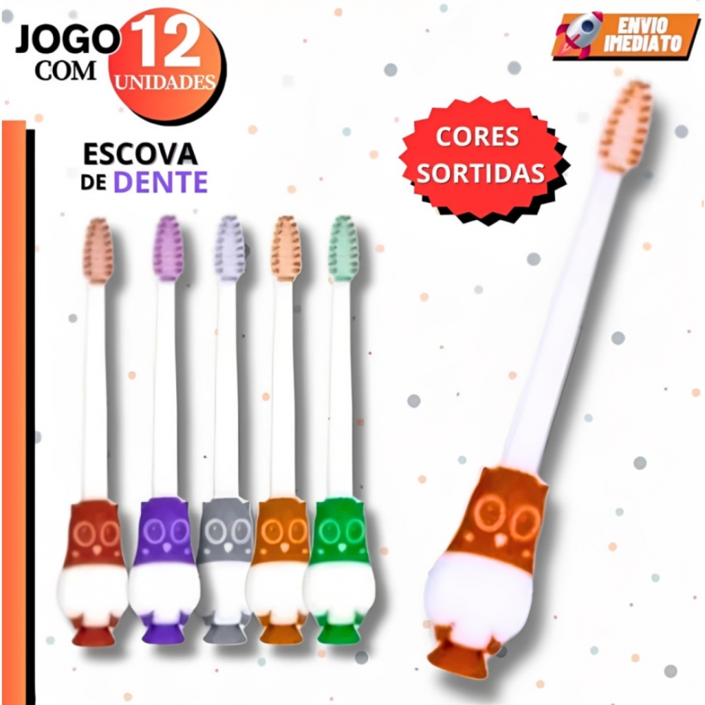 Kit Escova De Dente Macia Infantil Pacote 12 Unidades